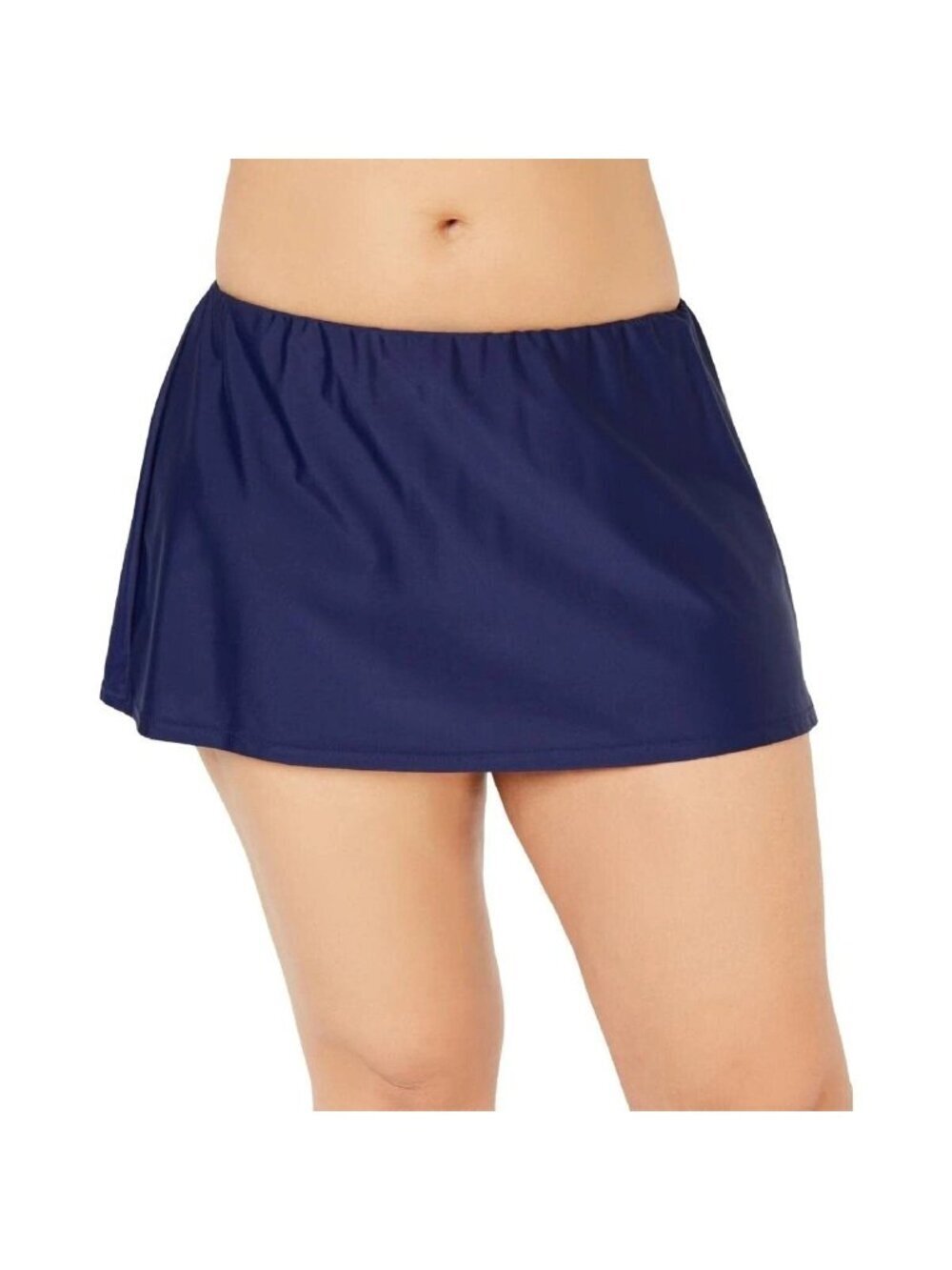 Island Escape Women's 20W Navy Swim Skirt Nylon Spandex Elastic Waist e1383